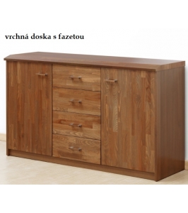 Masívna komoda kombi hrana rádiusová/s fazetou (buk priebežný)
